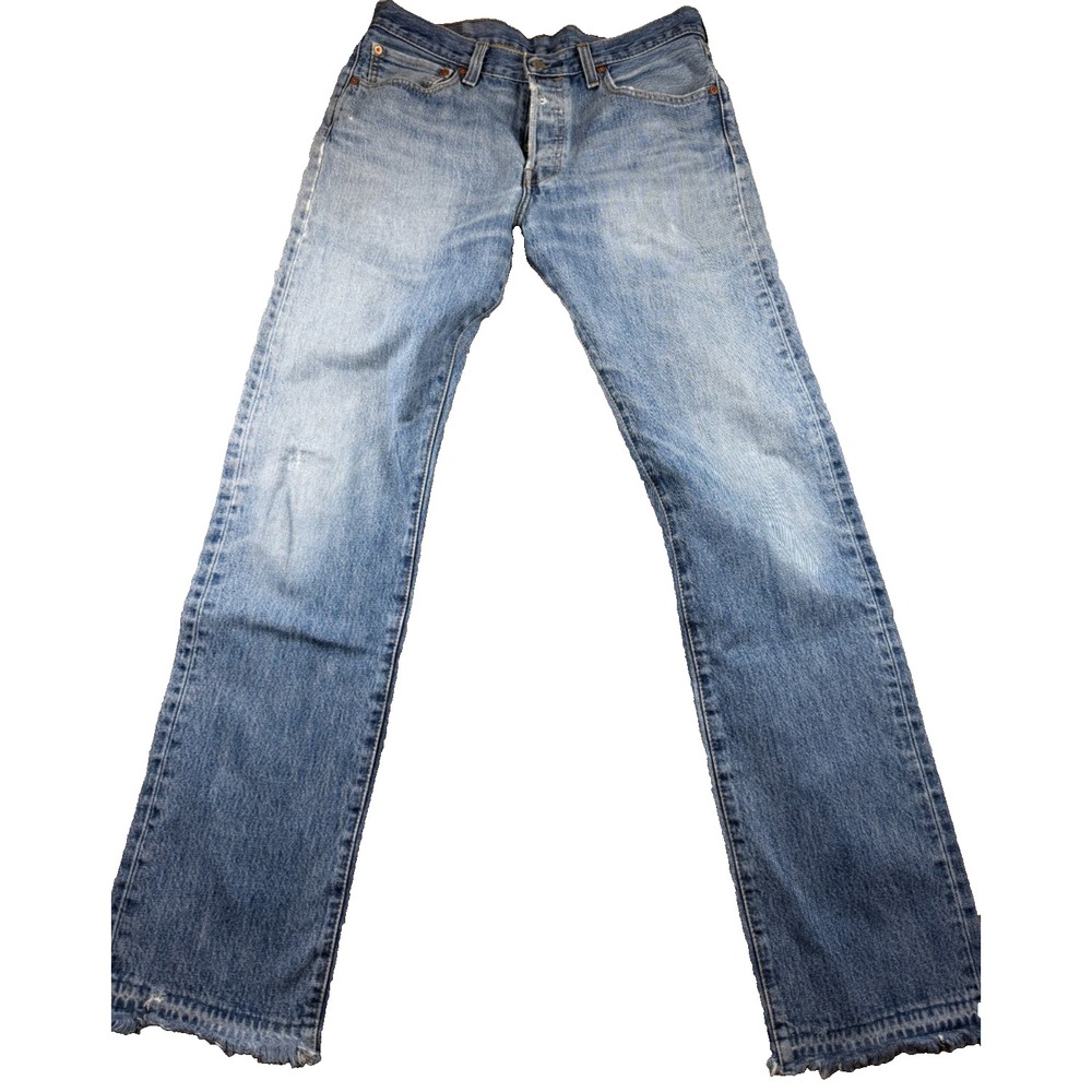 Levi's 501 Jeans W33‎ L34 Button Fly Light Wash Frayed Hem